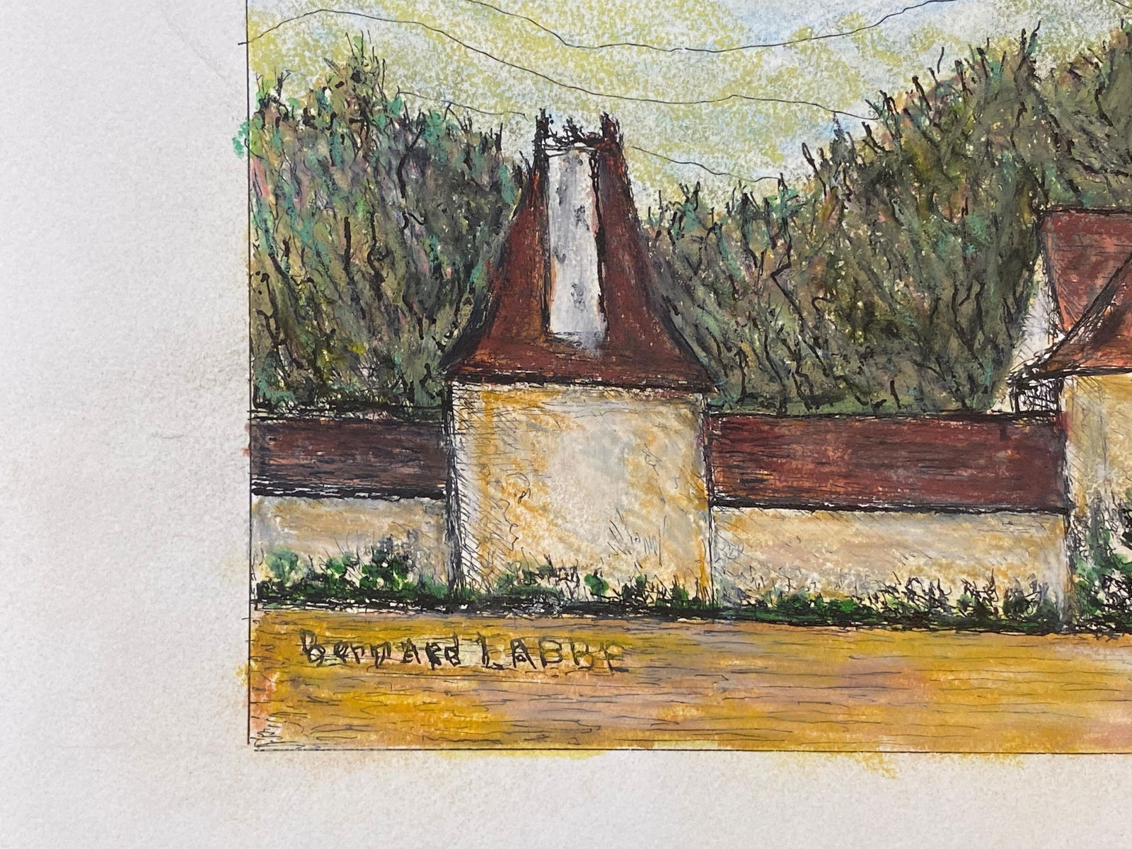 1950's French Modernist/ Cubist Painting signed, French Chateau 1950s - 2