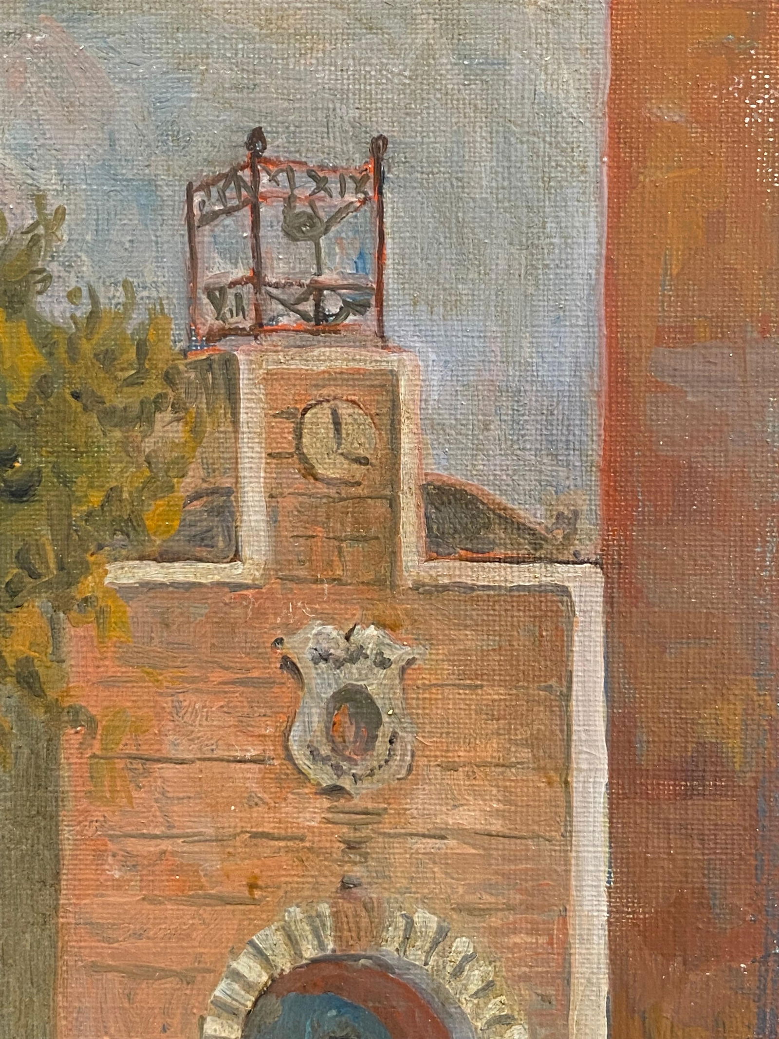 1950's French Modernist/ Cubist Painting Signed, French Clock Tower Mid-20th Century - 16