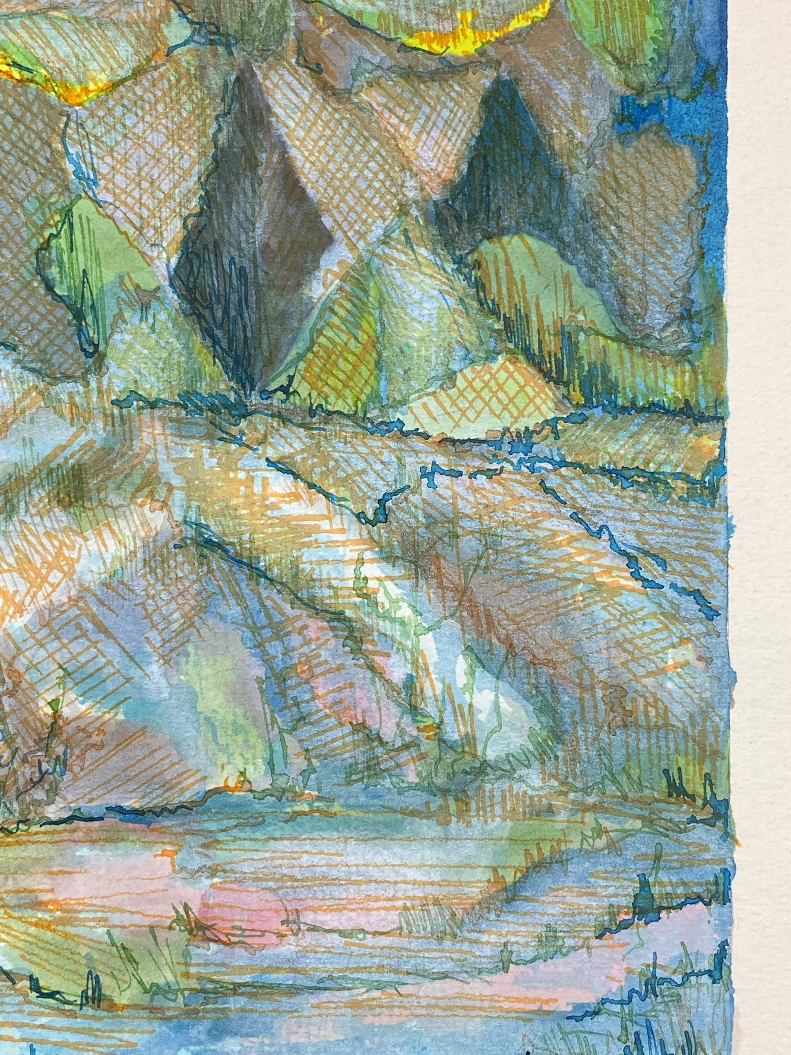 1950's French Modernist/ Cubist Painting Signed, French Landscape 1950 - 2