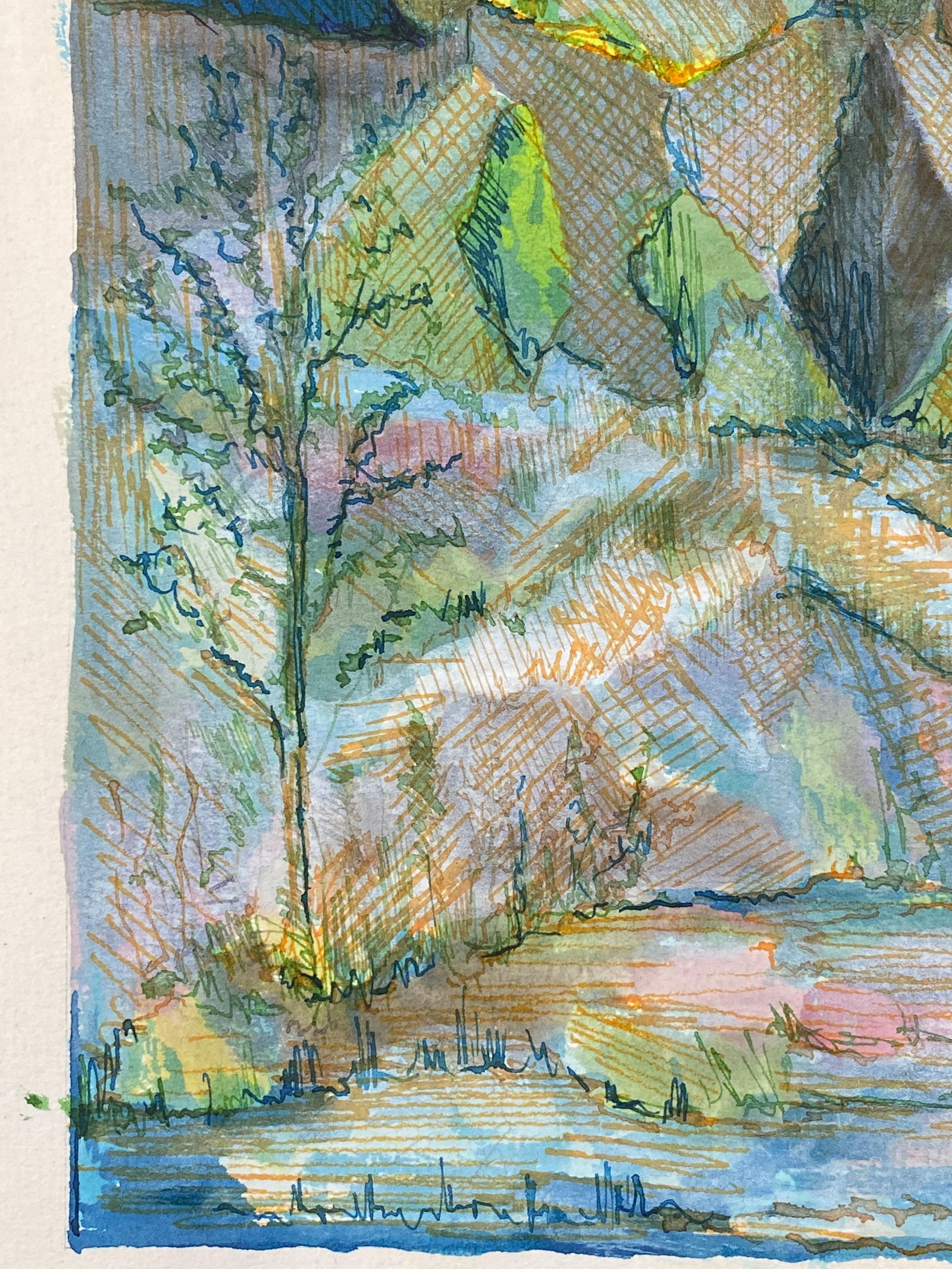 1950's French Modernist/ Cubist Painting Signed, French Landscape 1950 - 4