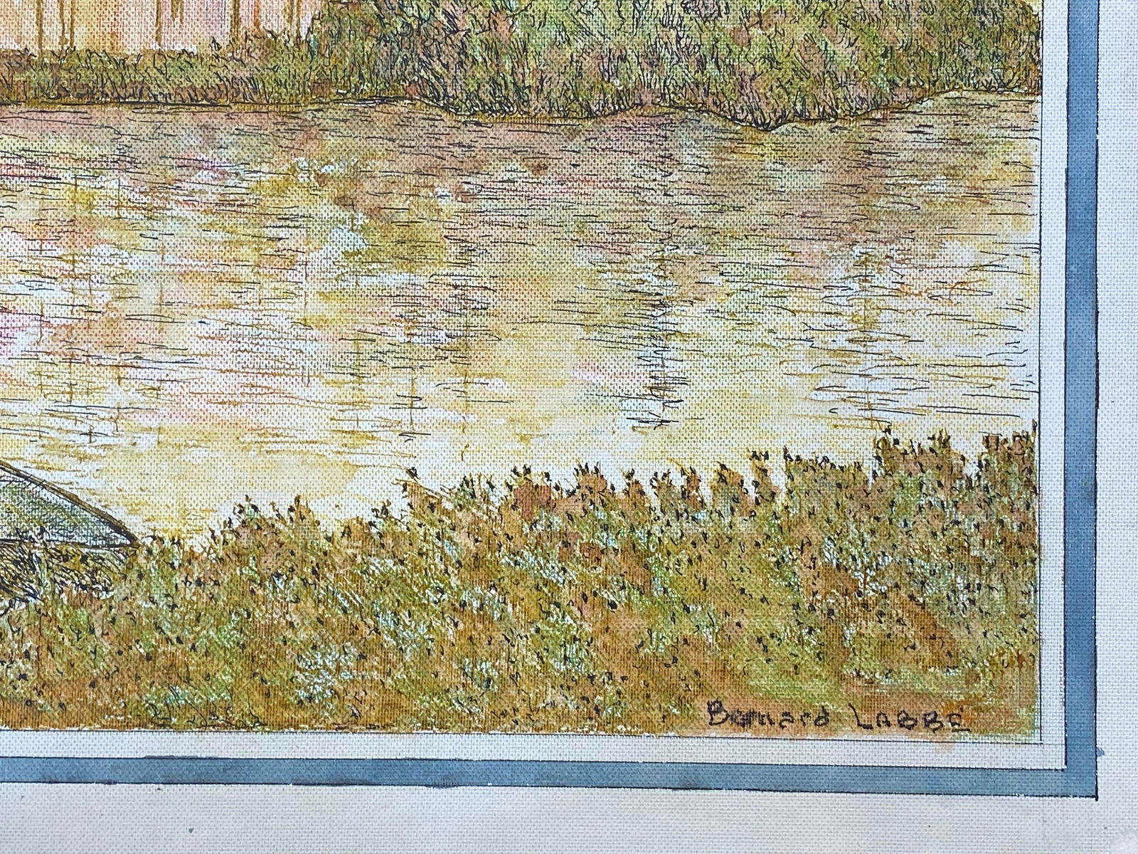 1950's French Modernist/ Cubist Painting Signed, French River Landscape 1950 - 11