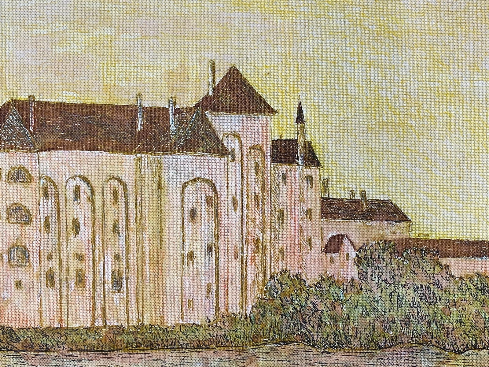 1950's French Modernist/ Cubist Painting Signed, French River Landscape 1950 - 13