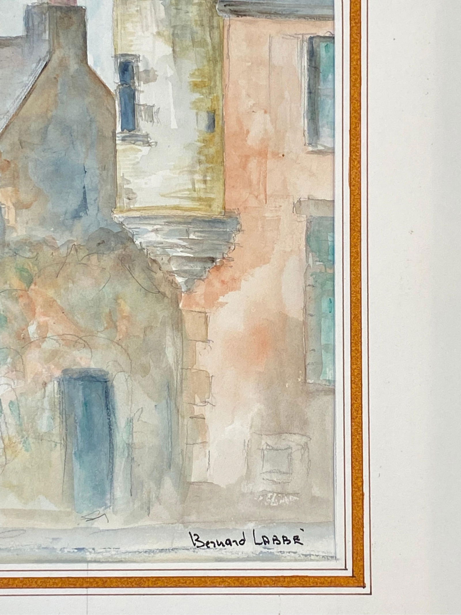 1950's French Modernist/ Cubist Painting Signed, Light Colour French Buildings 1950 - 6