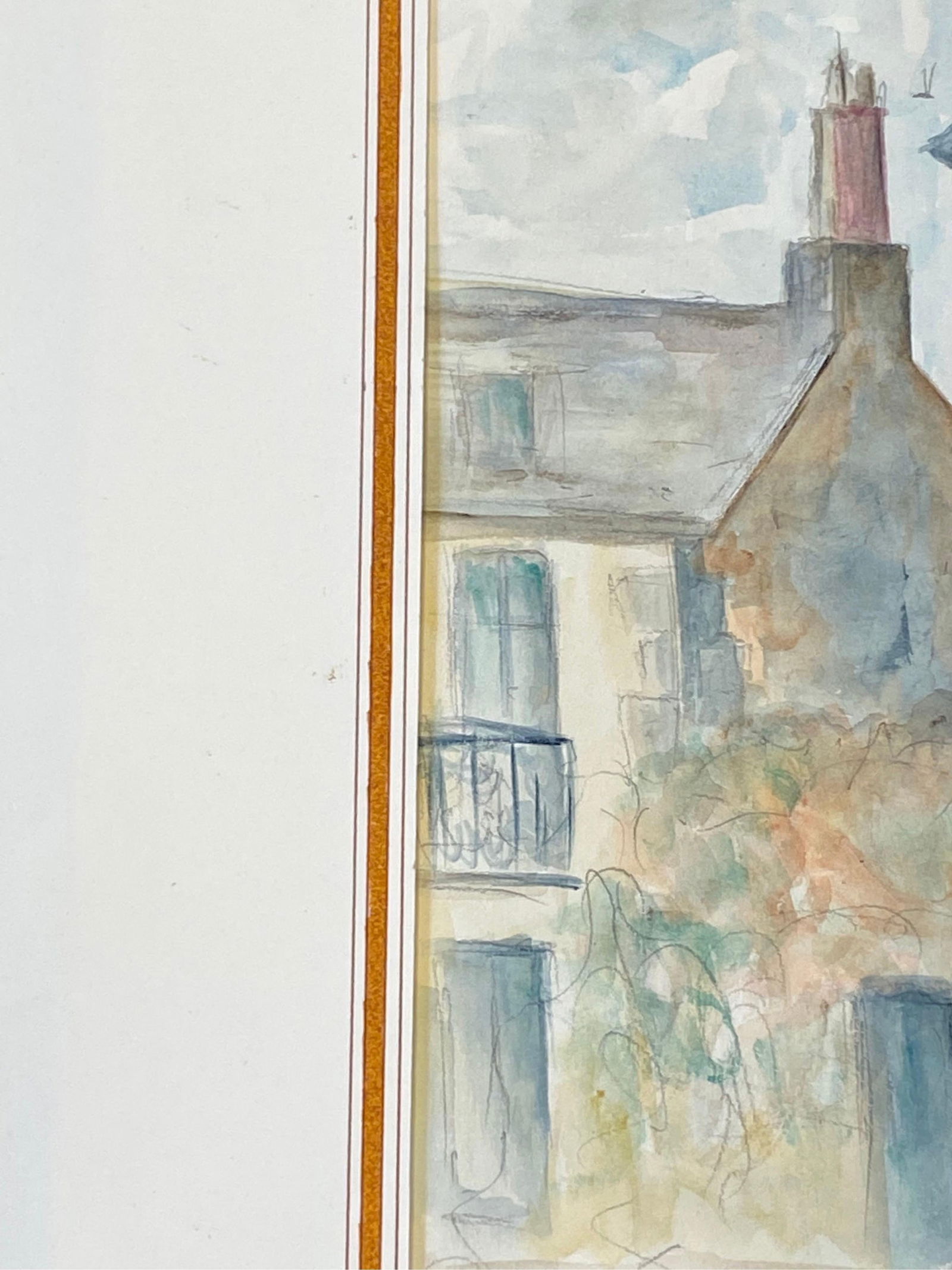 1950's French Modernist/ Cubist Painting Signed, Light Colour French Buildings 1950 - 8