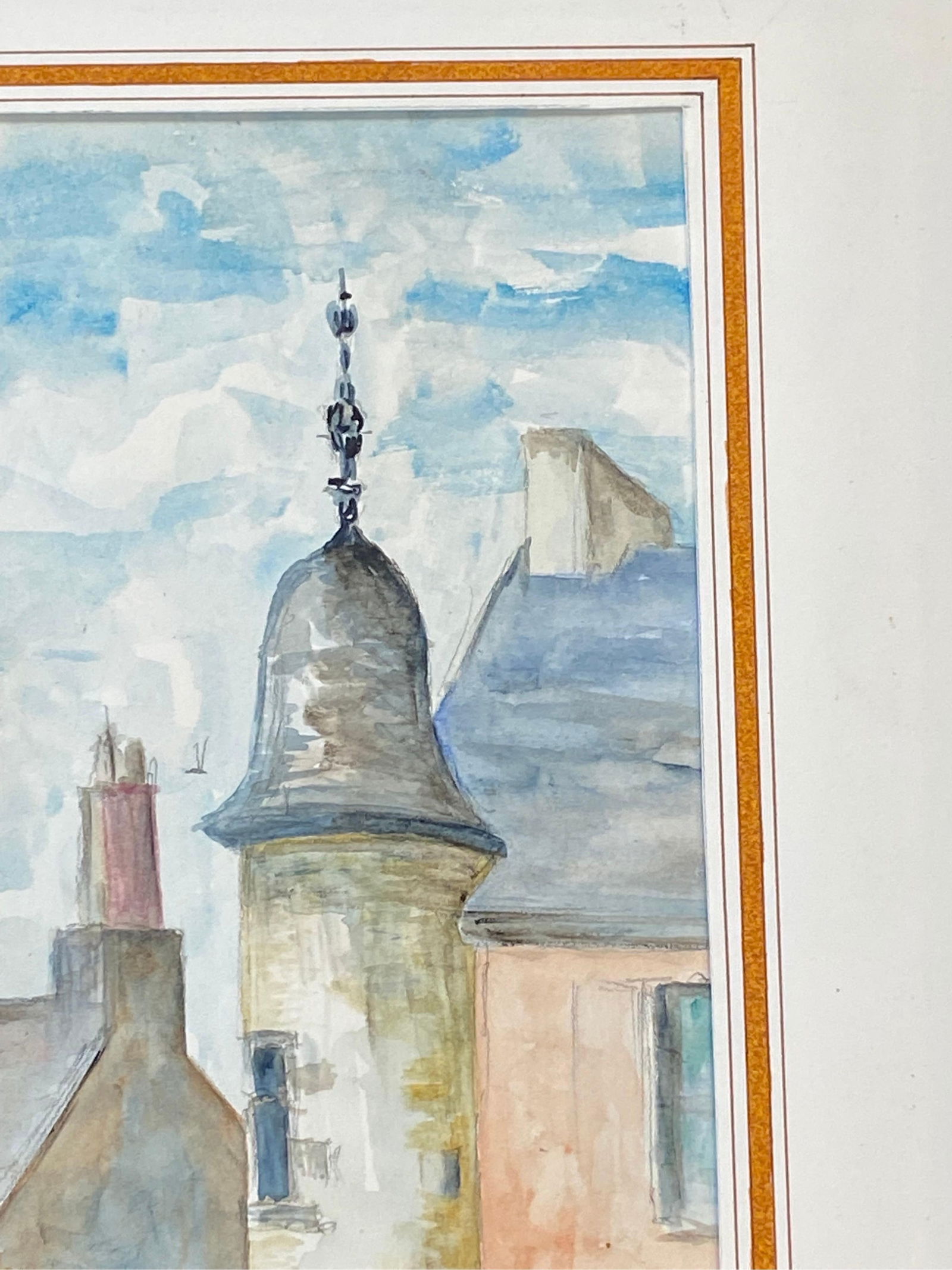 1950's French Modernist/ Cubist Painting Signed, Light Colour French Buildings 1950 - 2