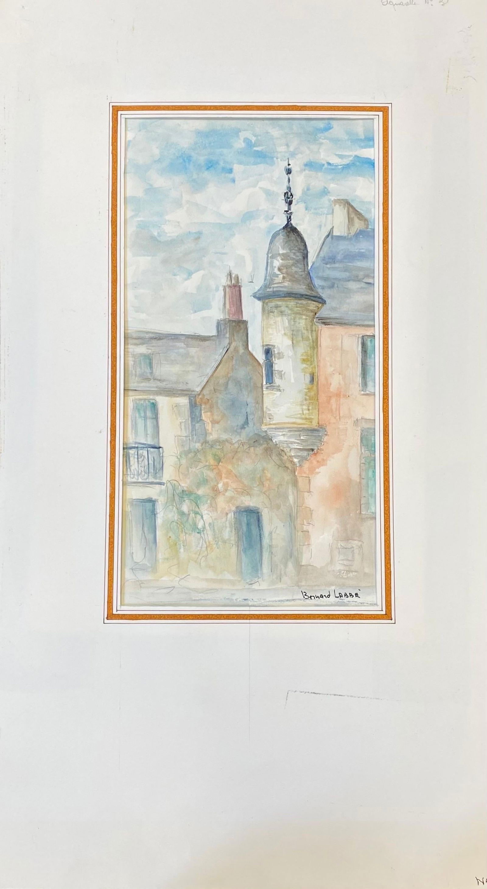 1950's French Modernist/ Cubist Painting Signed, Light Colour French Buildings 1950 - 4