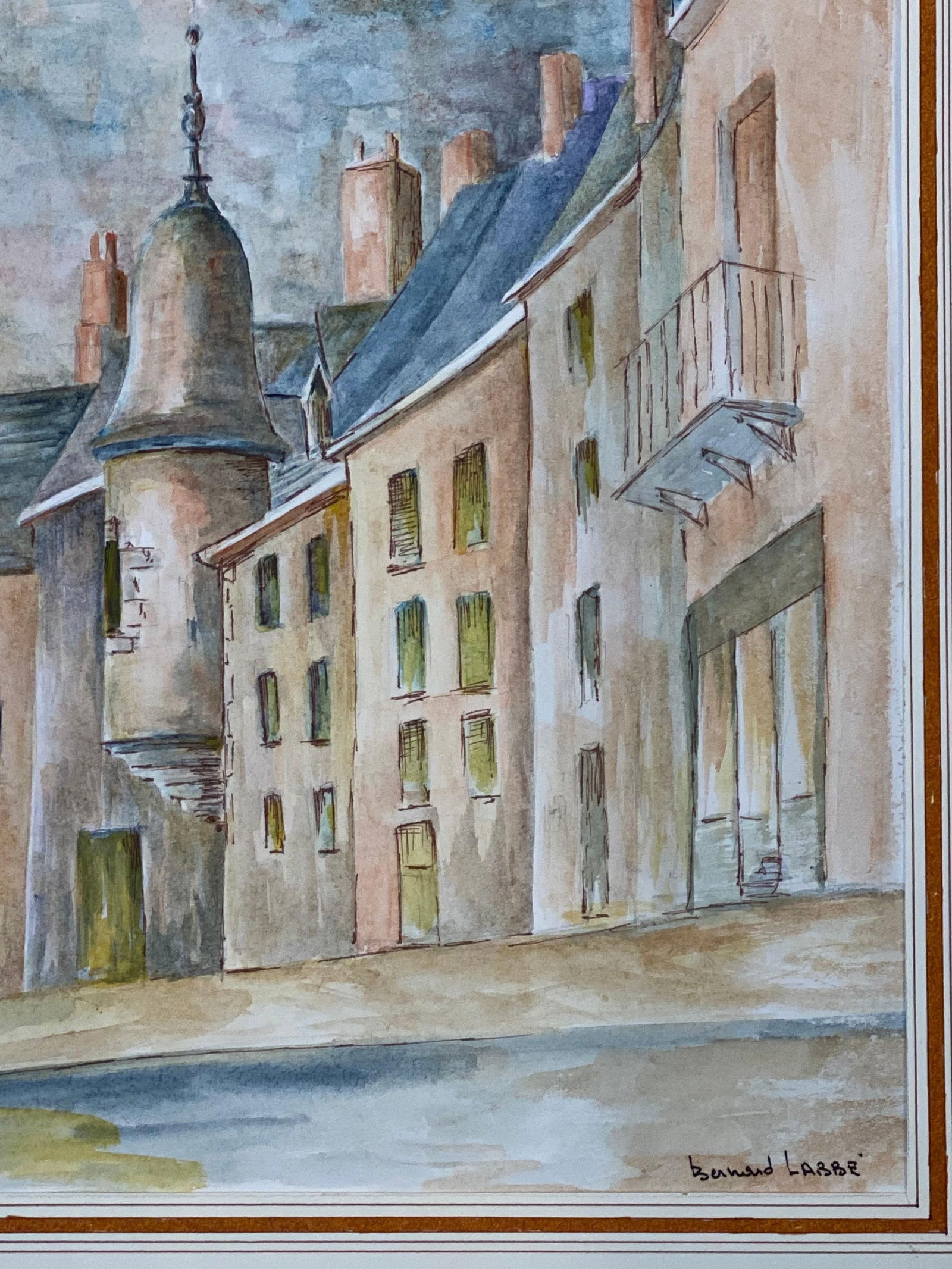 1950's French Modernist/ Cubist Painting Signed, Tall French Buildings 1950s - 5