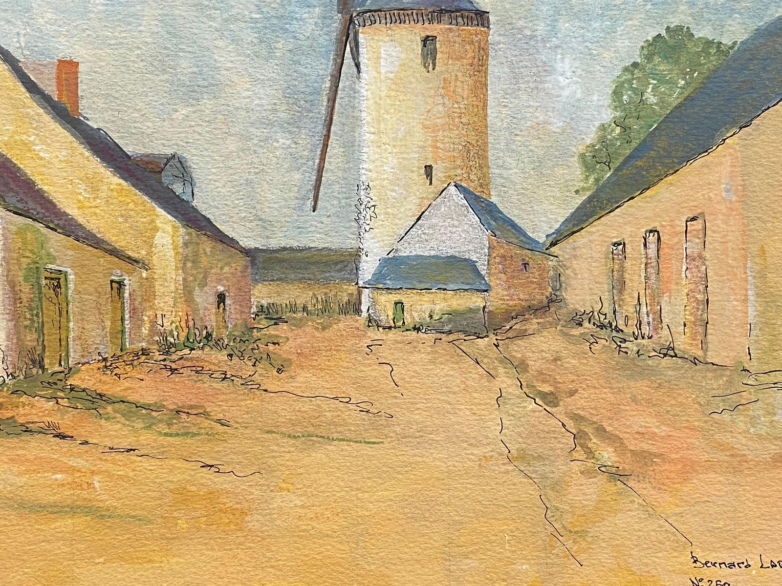 1950's French Modernist/ Cubist Painting Signed, The WindMill 1950s - 2