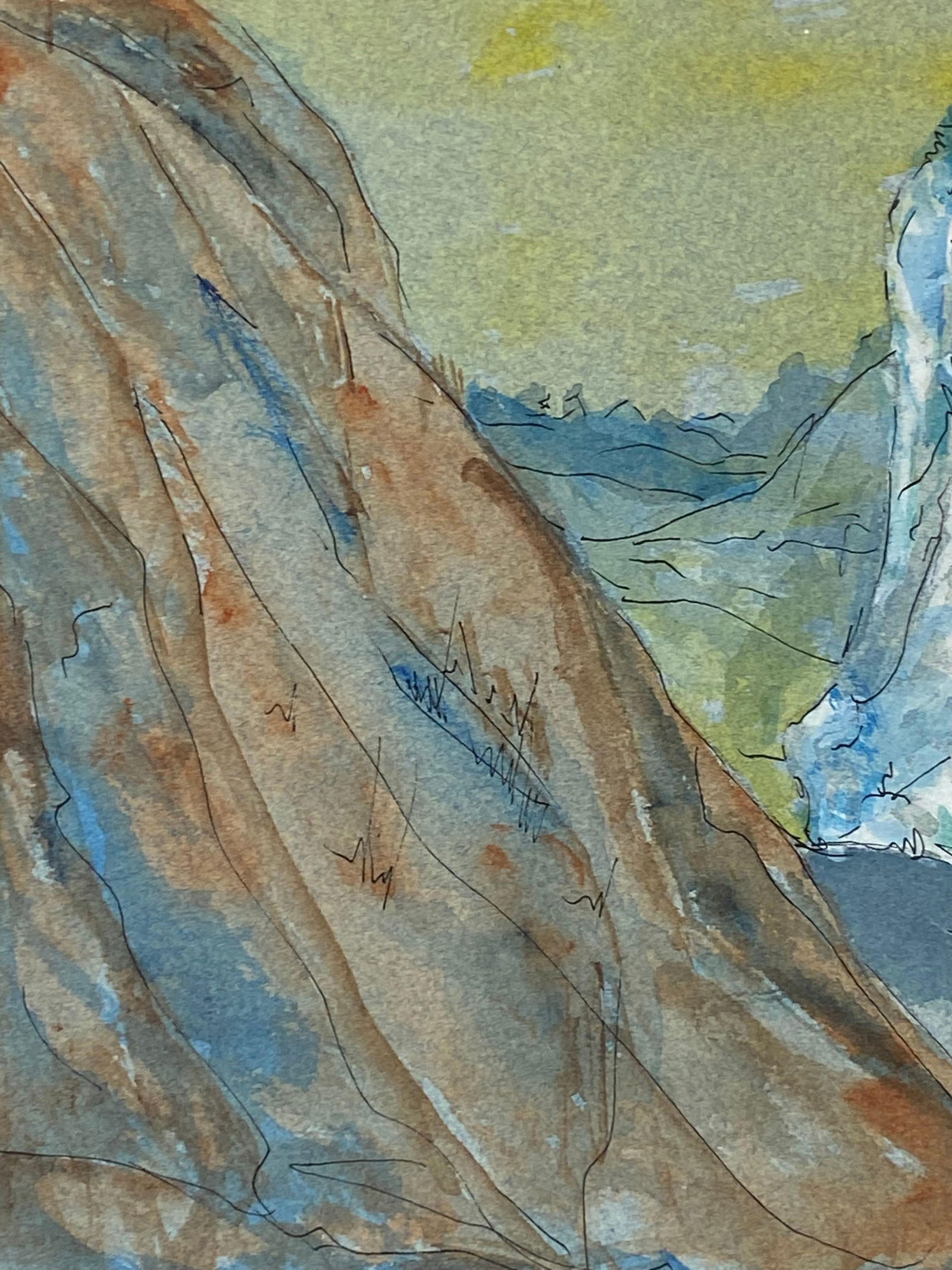 1950's French Modernist/ Cubist Painting Signed, through the Mountains 1950 - 7