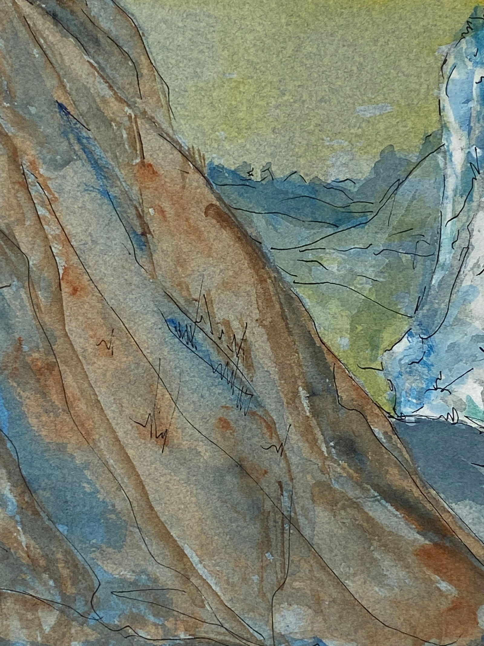 1950's French Modernist/ Cubist Painting Signed, through the Mountains 1950 - 9