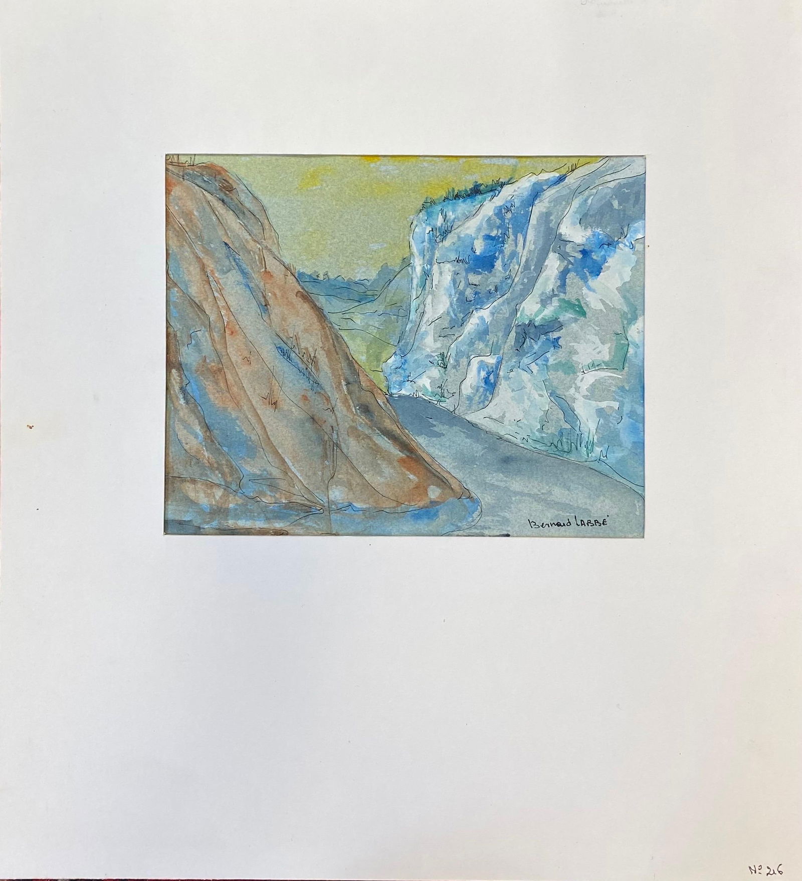 1950's French Modernist/ Cubist Painting Signed, through the Mountains 1950 - 13