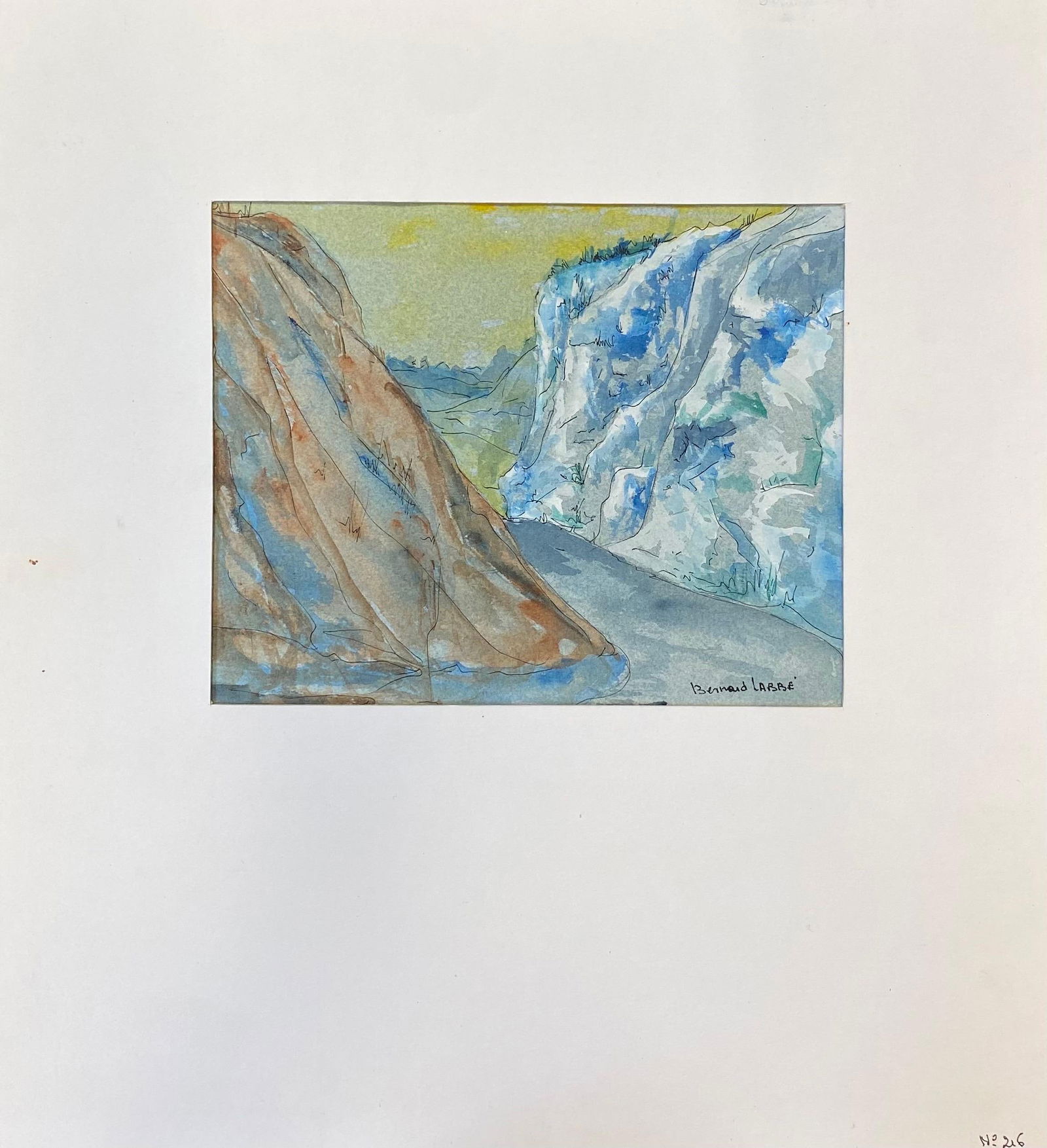 1950's French Modernist/ Cubist Painting Signed, through the Mountains 1950 - 5