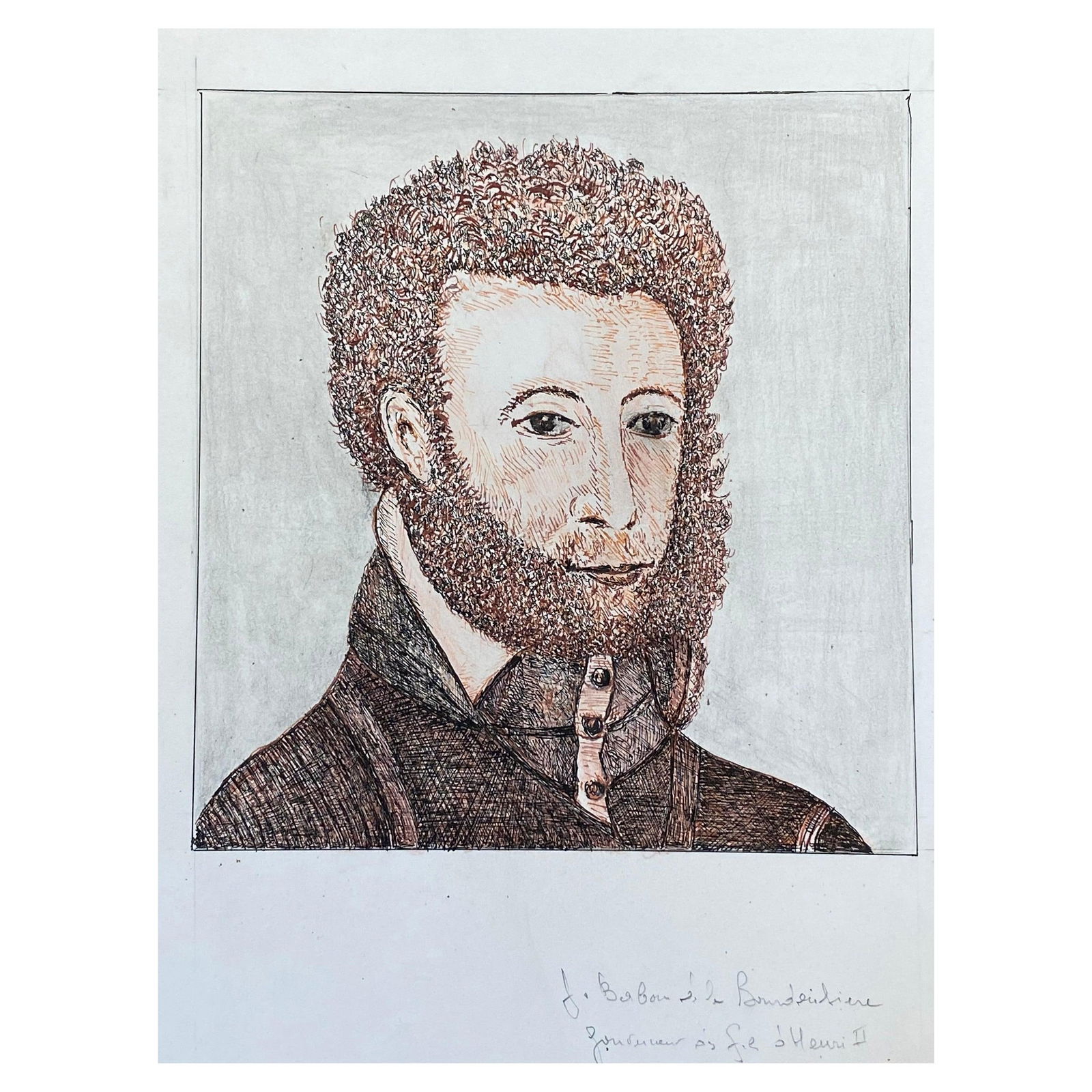 1950's French Modernist/ Cubist Painting, Bearded Man Portrait 1950 - 2