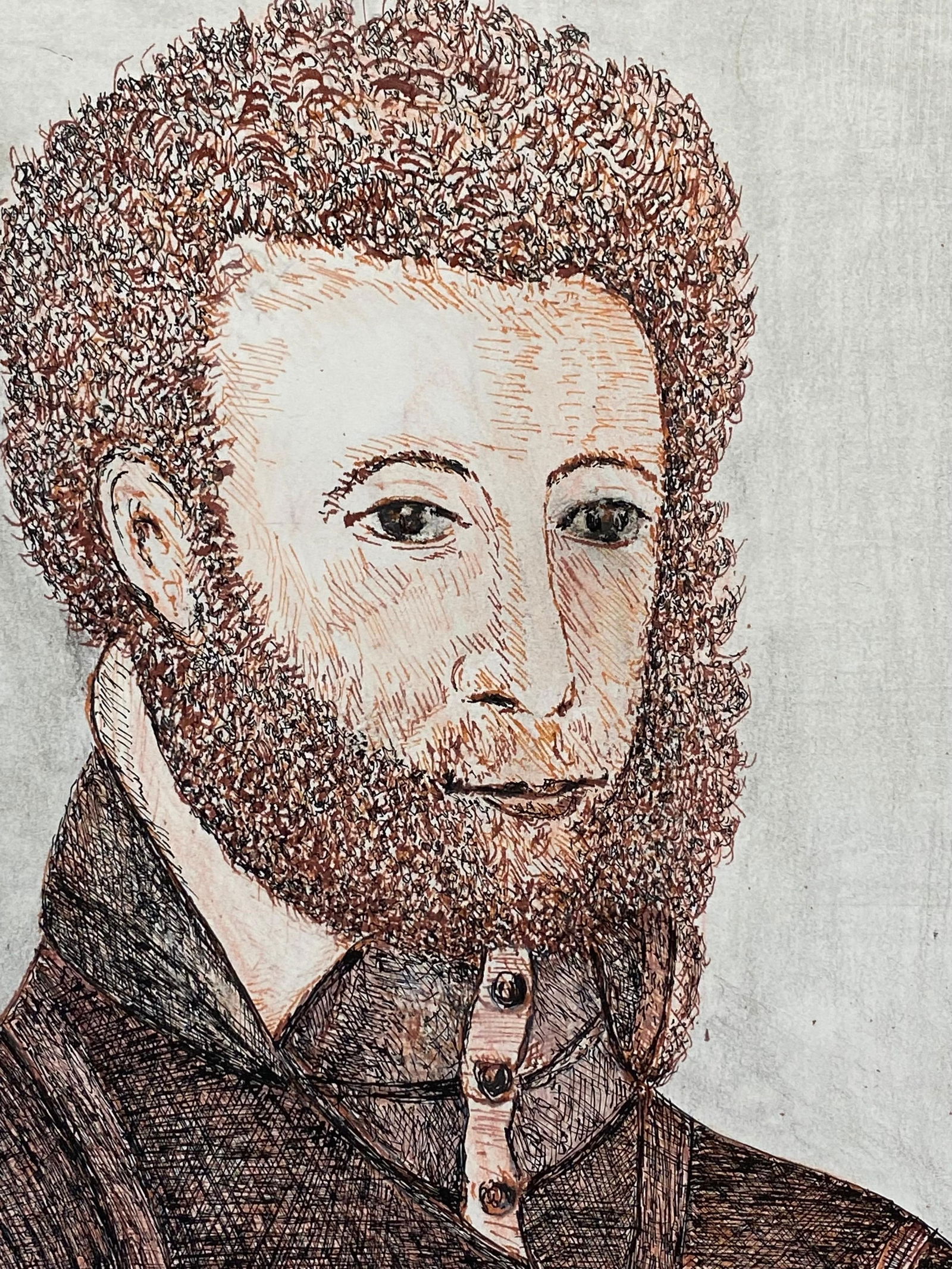 1950's French Modernist/ Cubist Painting, Bearded Man Portrait 1950 - 3