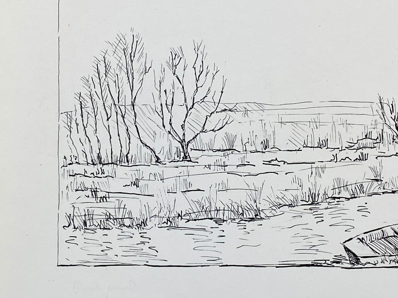 1950's French Modernist/ Cubist Painting, Boats on the River 1950 - 16