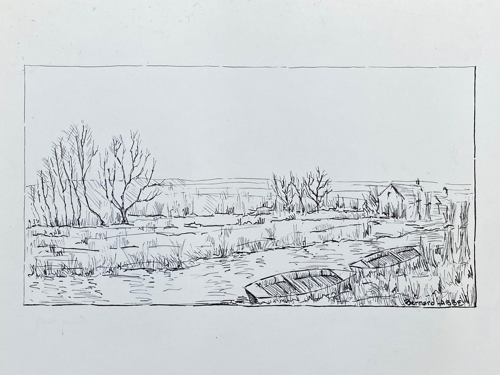 1950's French Modernist/ Cubist Painting, Boats on the River 1950 - 3