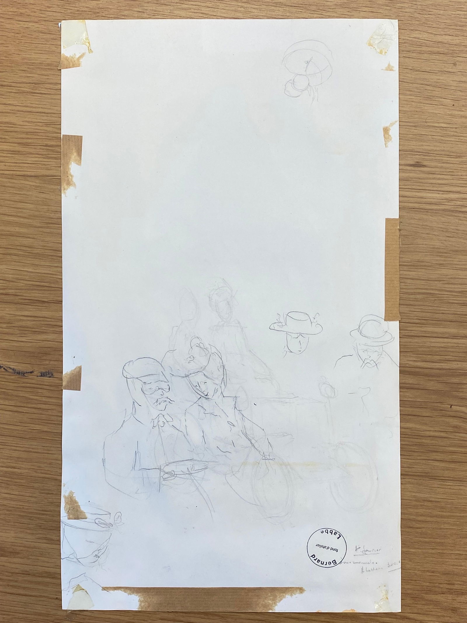 1950's French Modernist/ Cubist Painting, Orange & Red Tall Building 1950 - 14