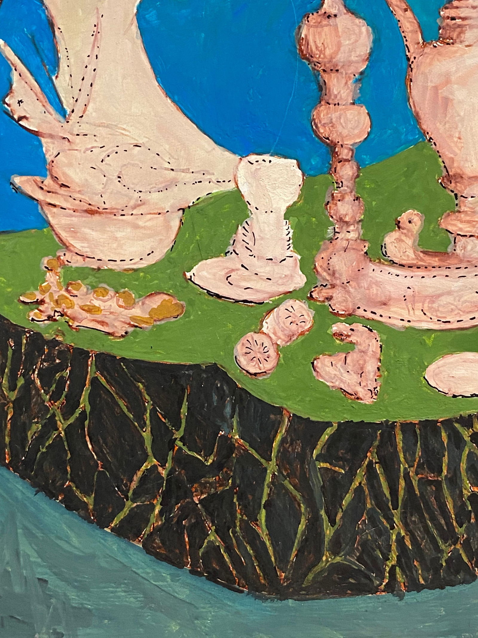 1950's French Modernist/ Cubist Painting, Wacky Interior Scene 1950s - 5