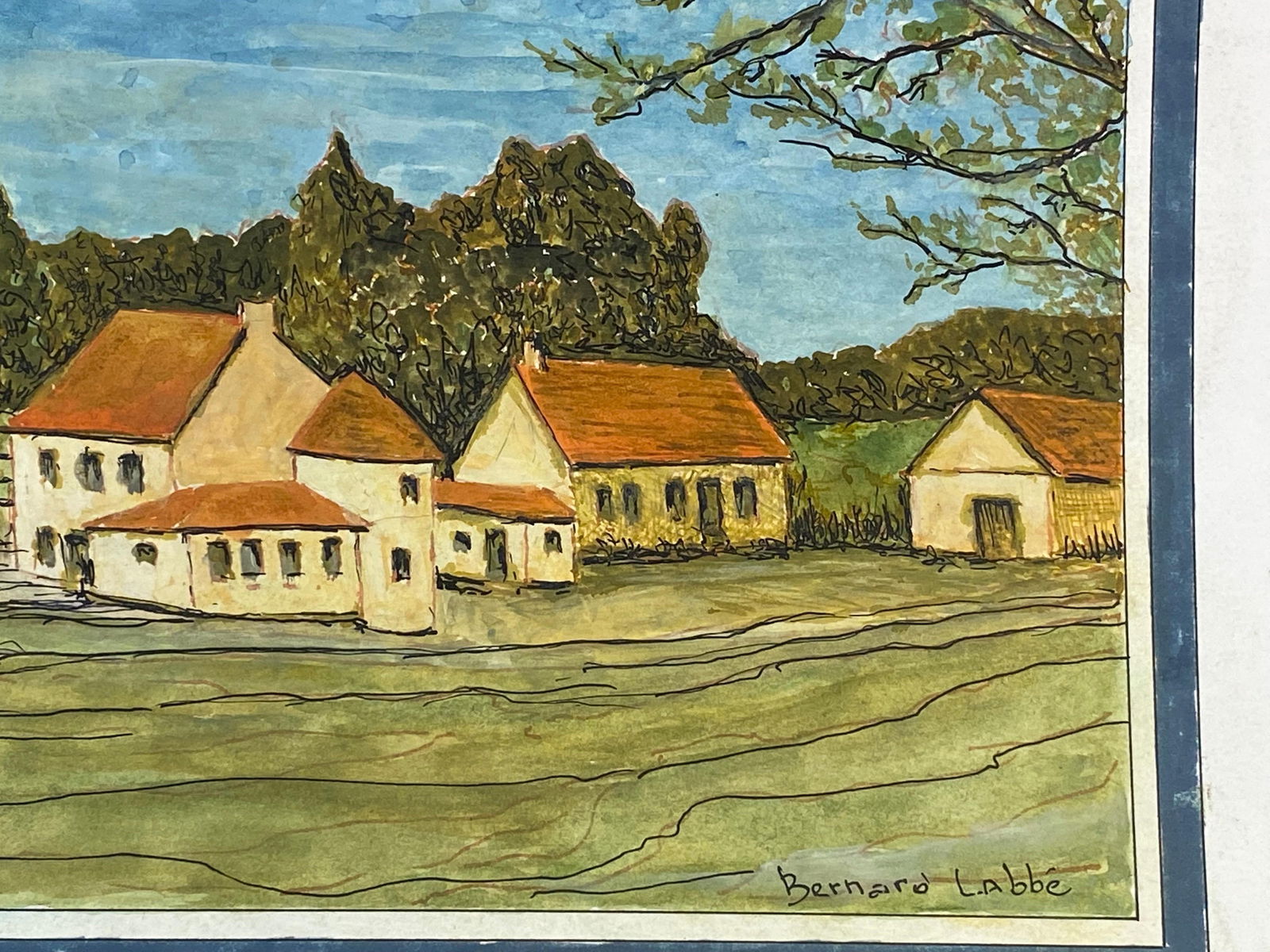 1950's French Modernist/ Cubist Signed Painting - French Landscape Of Houses 1950 - 10