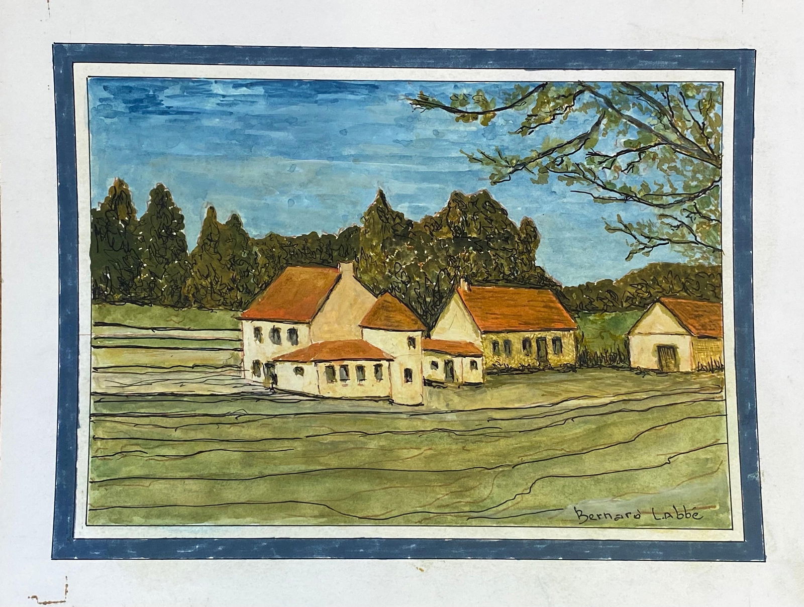 1950's French Modernist/ Cubist Signed Painting - French Landscape Of Houses 1950 - 15