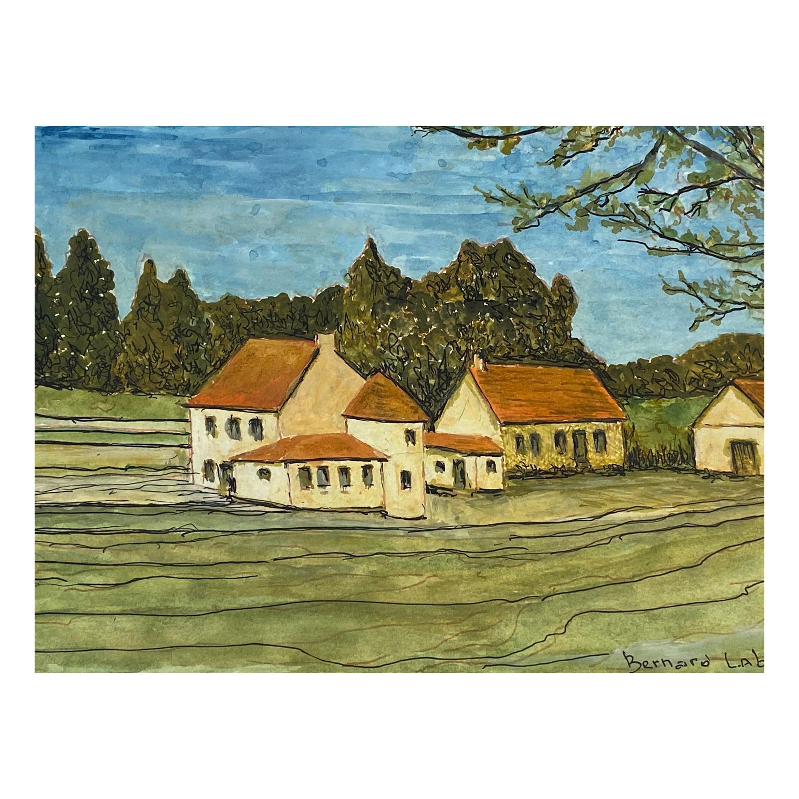 1950's French Modernist/ Cubist Signed Painting - French Landscape Of Houses 1950 (1 of 19)