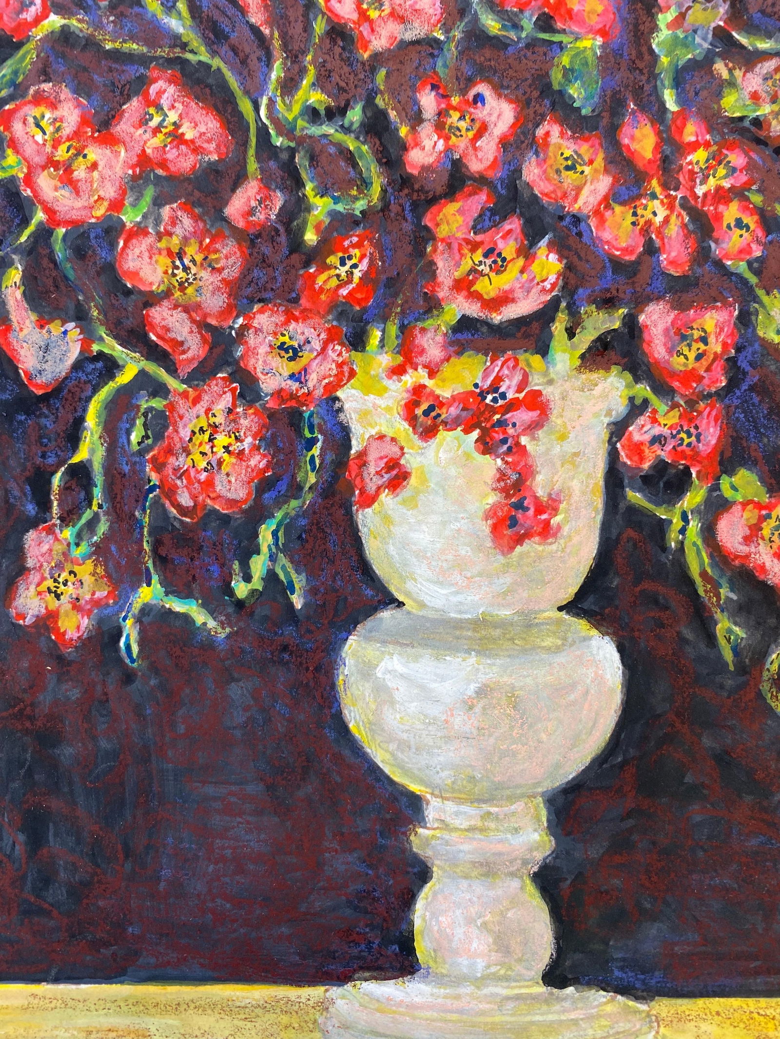 1950's French Modernist/ Cubist Signed Painting, Beautiful Flowers in Vase 1950 - 6