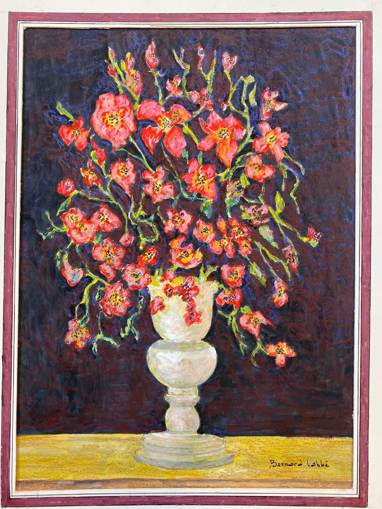 1950's French Modernist/ Cubist Signed Painting, Beautiful Flowers in Vase 1950 - 5