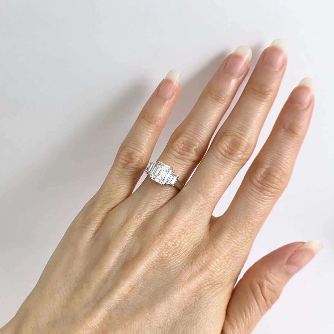 GIA 3-Stone Emerald Cut Trapezoid Diamond Platinum Engagement Ring 2.63 CTW - 4