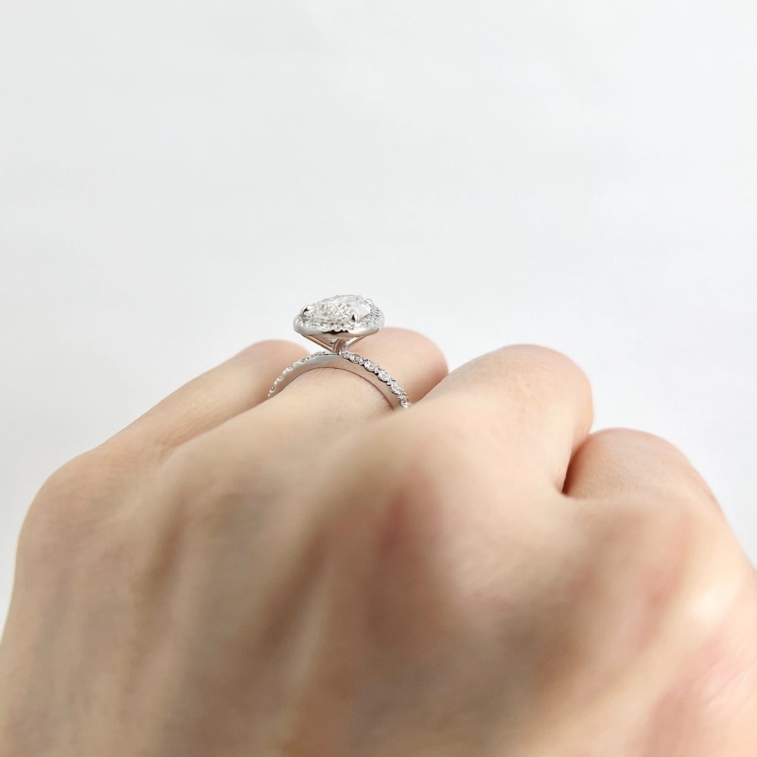 GIA Pear Diamond Halo Engagement Ring 14K White Gold, 2.32 CTW - 6