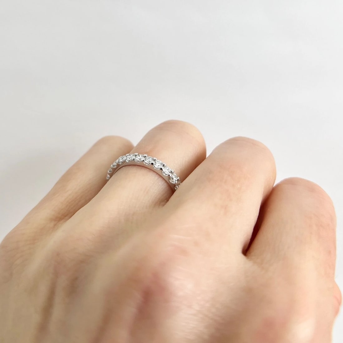 Lab-Created Diamond Eternity Ring Wedding Band 14K White Gold, Size 5.75 - 4