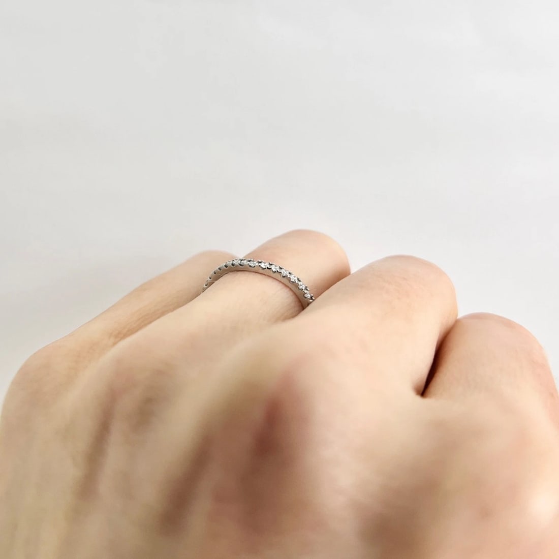 Curved Diamond Wedding Band Ring Platinum, Size 6.25 - 4