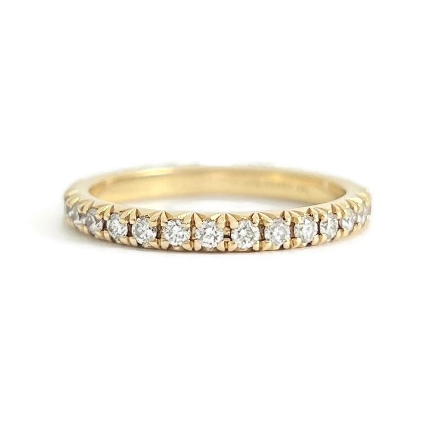 French Pave Diamond Half-Way Around Wedding Band Ring 14K Yellow Gold, Size 6.5: French Pave Diamond Half-Way Around Wedding Band Ring 14K Yellow Gold, Size 6.5 This is a beautiful wedding band, anniversary ring or statement ring. Let us know if you have any questions. 