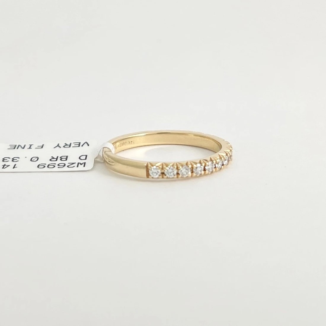 French Pave Diamond Half-Way Around Wedding Band Ring 14K Yellow Gold, Size 6.5 - 5