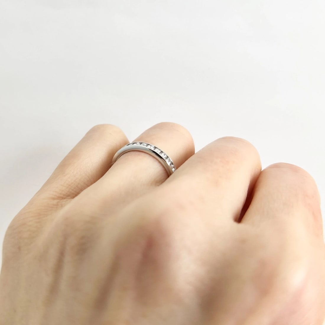 Baguette Round Diamond Channel-Set Wedding Band Ring 14K White Gold, Size 5.5 - 4