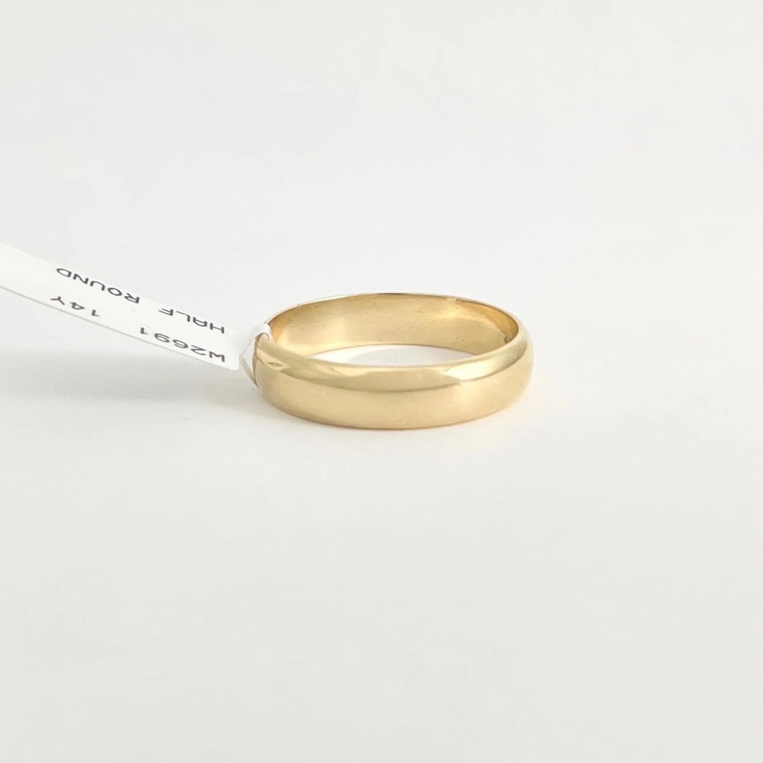 Men's Plain Classic Rounded Wedding Band Ring 14K Yellow Gold, Size 10, 4.8 mm - 5