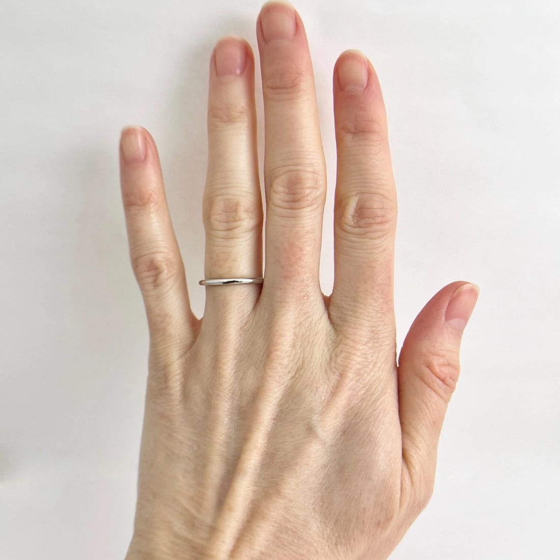 Thin Plain Classic Rounded Wedding Band Ring 14K White Gold, Size 6, 1.7 mm - 2