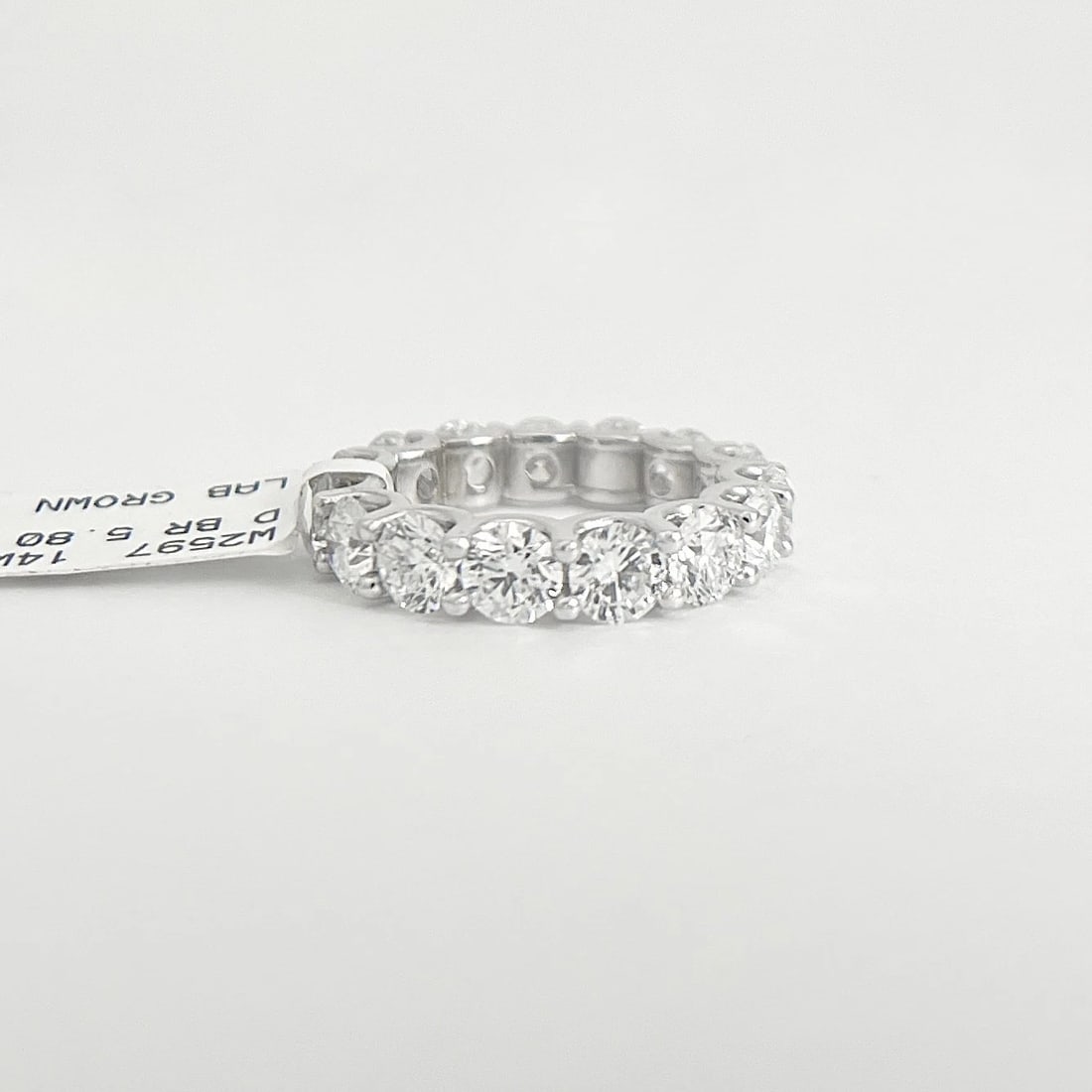 Lab-Created Diamond Eternity Ring Wedding Band 14K White Gold, 5.80 CTW Size 6.5 - 6