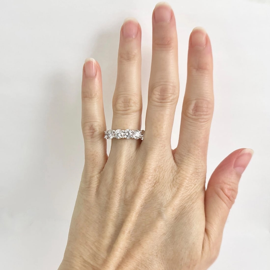 Lab-Created Diamond Eternity Ring Wedding Band 14K White Gold, 7.02 CTW Size 5.5 - 2