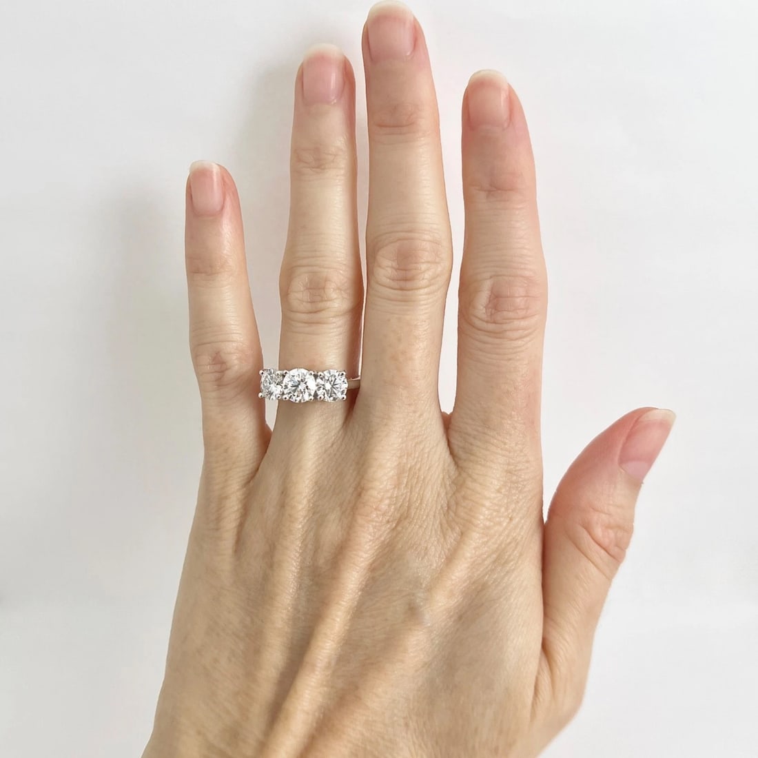 3-Stone Round Lab-Created Diamond Engagement Ring 14K White Gold, 2.58 CTW - 3