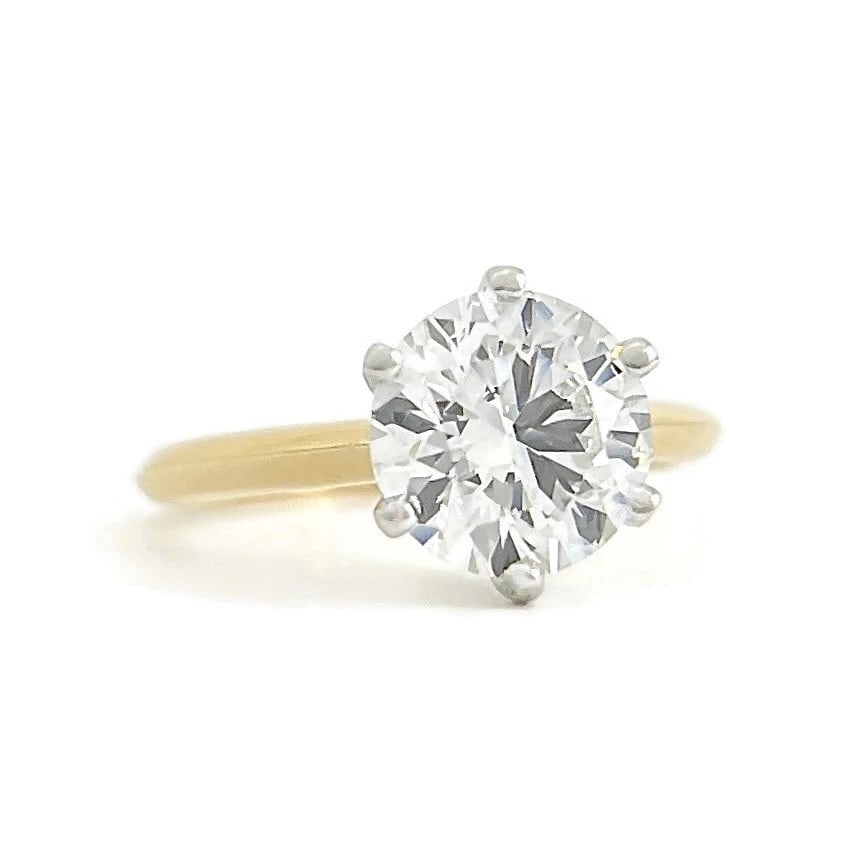Round Lab-Created Diamond Solitaire Engagement Ring 14K Yellow Gold, 2.01 CT (1 of 7)