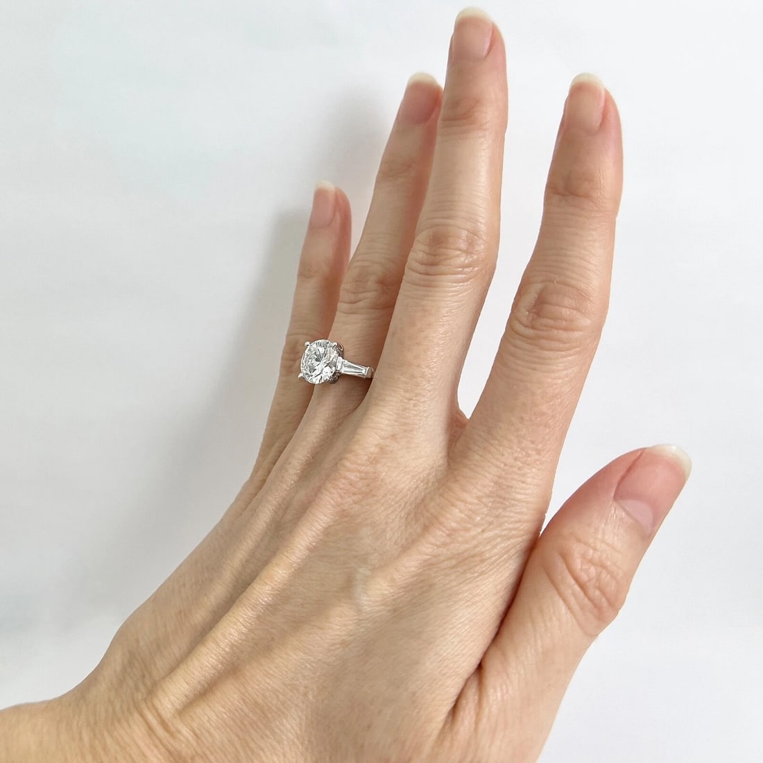 GIA Round Tapered Baguette Diamond Engagement Ring 14K White Gold, 2.93 CTW - 4