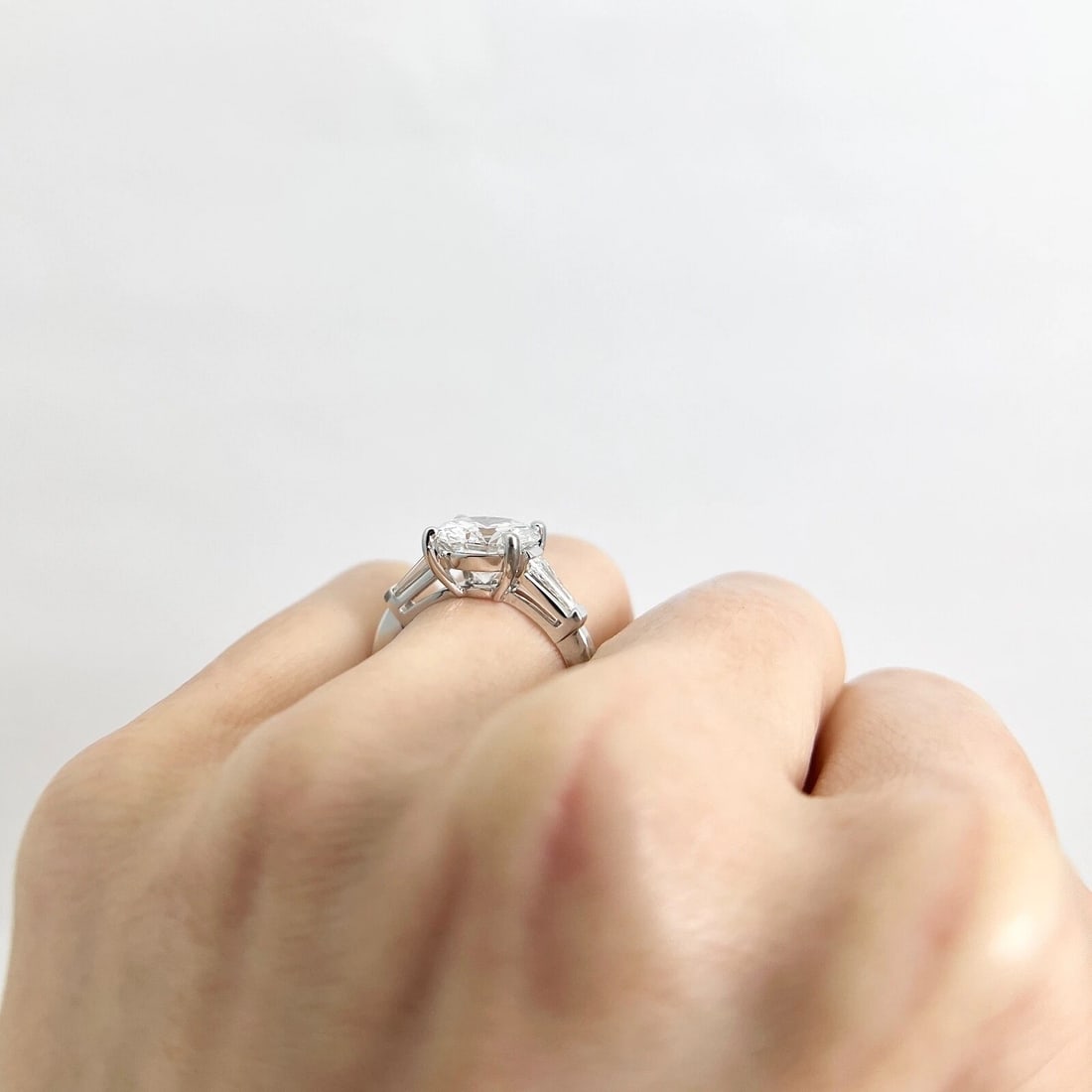 GIA Round Tapered Baguette Diamond Engagement Ring 14K White Gold, 2.93 CTW - 6