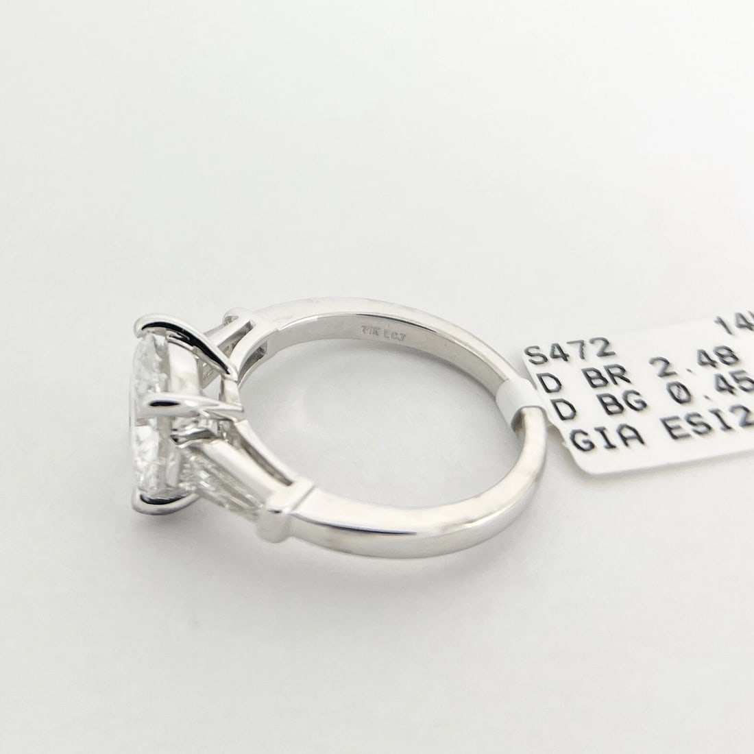GIA Round Tapered Baguette Diamond Engagement Ring 14K White Gold, 2.93 CTW - 9
