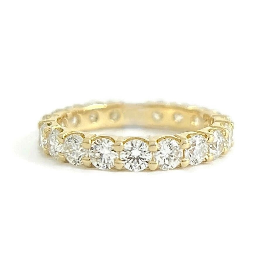 Round Diamond Eternity Ring Wedding Band 14K Yellow Gold, 2.10 CTW, Size 6.25 (1 of 7)