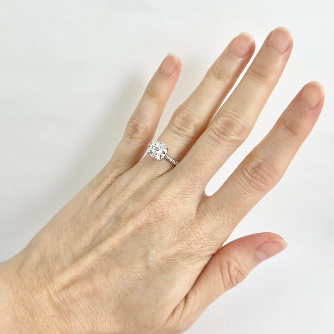 Round Lab-Created Diamond Solitaire Engagement Ring 14K White Gold, 1.81 CTW - 2