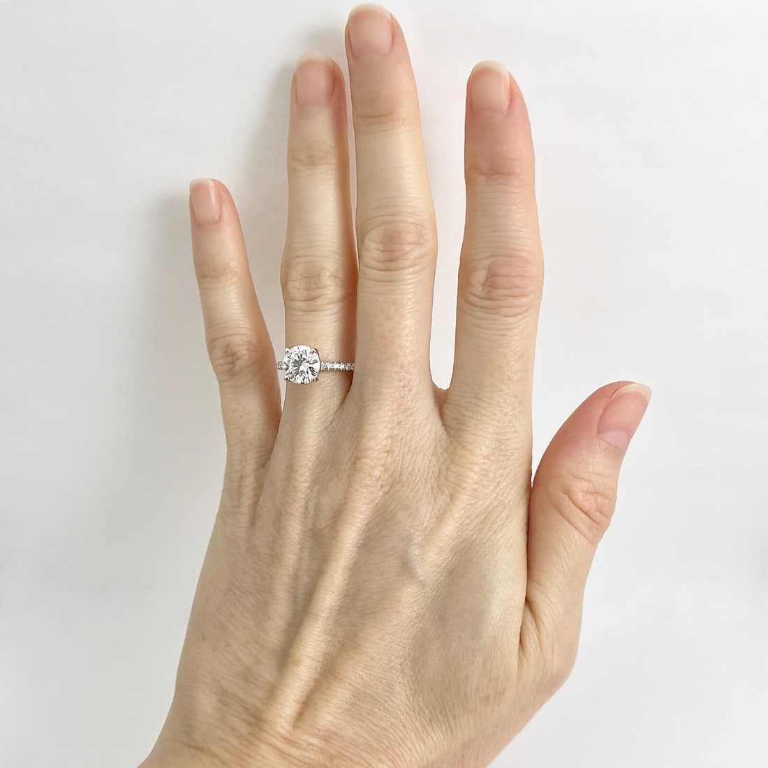 Round Lab-Created Diamond Solitaire Engagement Ring 14K White Gold, 1.81 CTW - 3