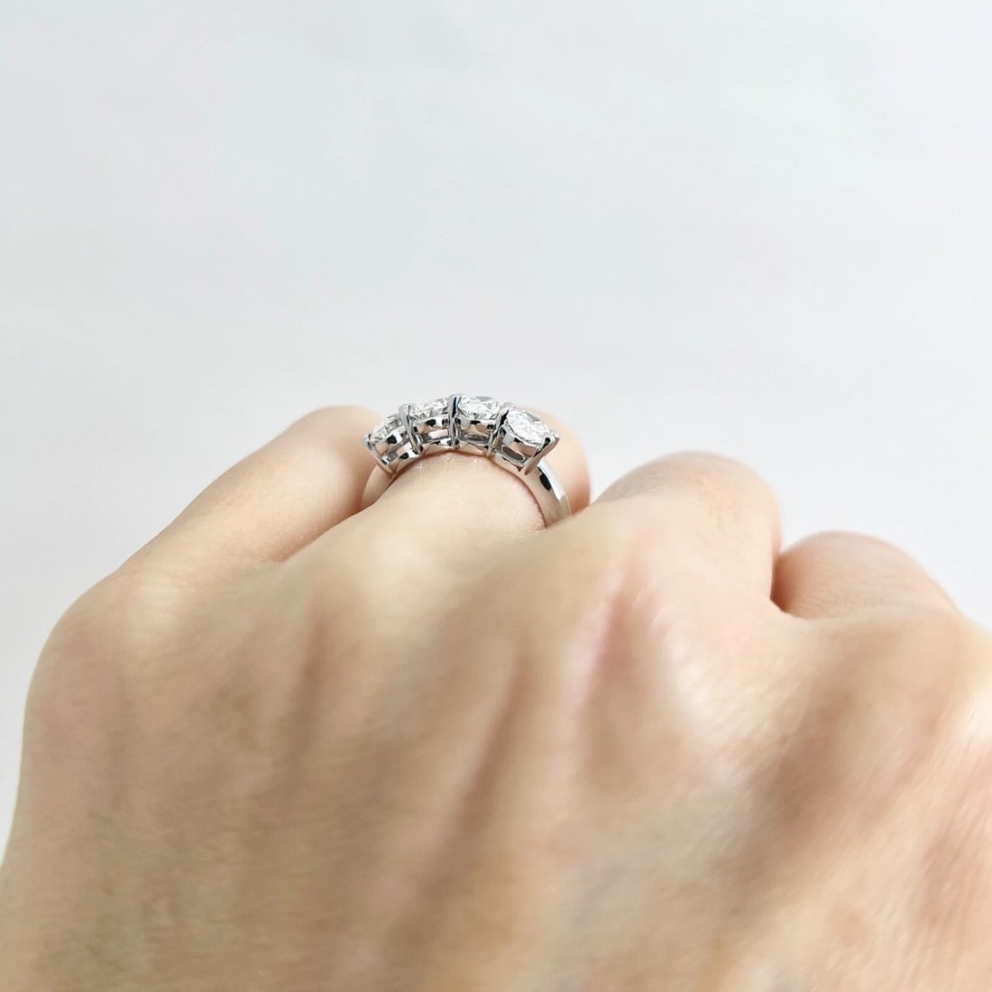 GIA 4-Stone Oval Diamond Wedding Band Anniversary Ring 14K White Gold, 1.67CTW - 8