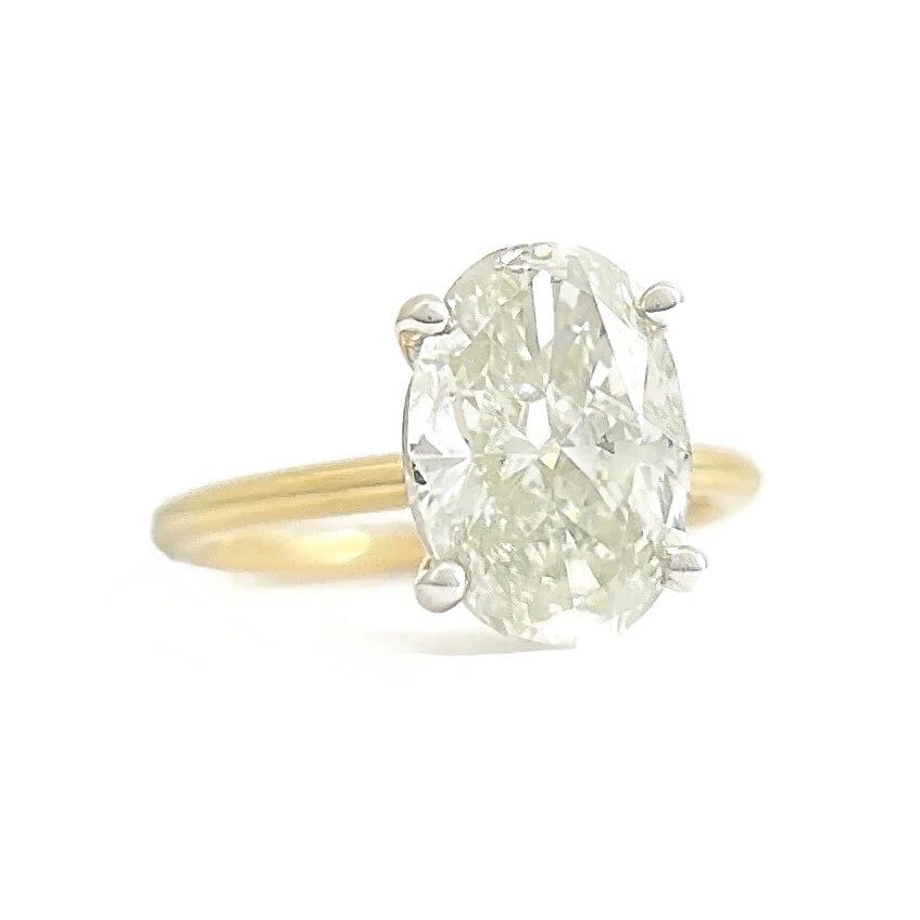Oval Diamond Solitaire Engagement Ring 14K Yellow Gold, 2.63 CT (1 of 7)