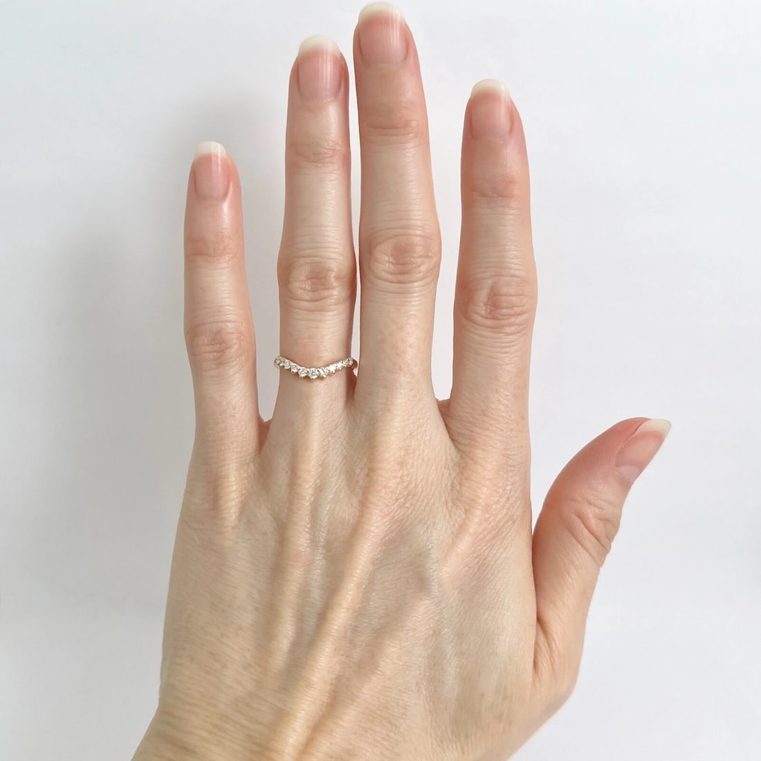 Curved Diamond Wedding Band Ring 14K Yellow Gold, Size 4.75, .20 CTW - 2