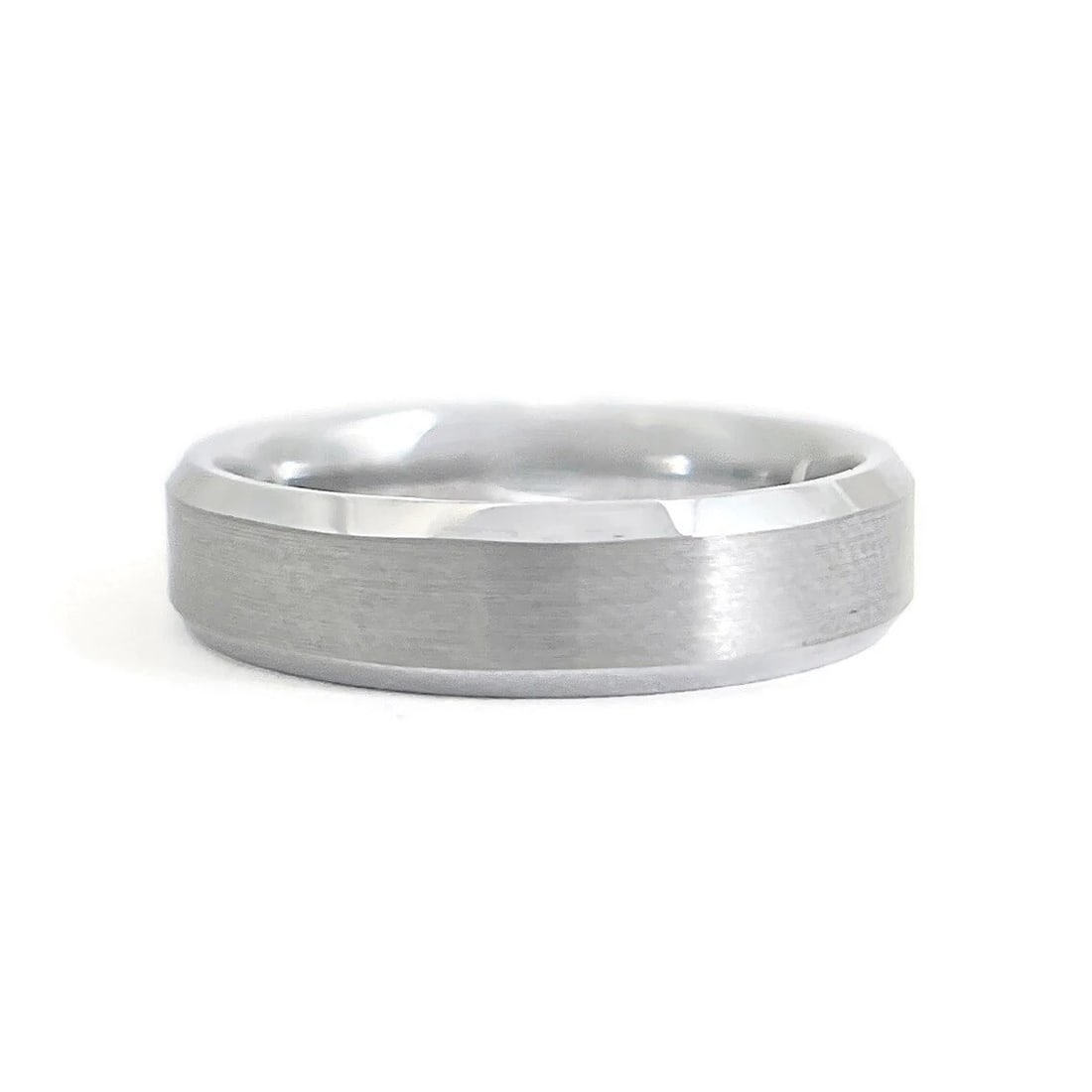 Men's Gray Beveled-Edge Satin Wedding Band Ring Tungsten, Size 12.5 , 6 mm (1 of 7)